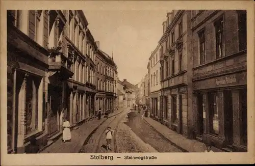 Ak Stolberg im Rheinland, Steinwegstraße, Geschäfte