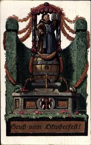 Künstler Ak München Bayern, Luber, M., Bierfass, Kindl, Mönch