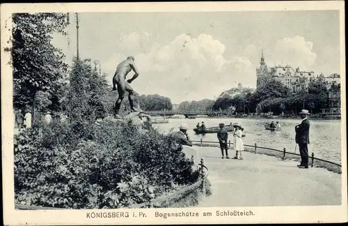 Ak Kaliningrad Königsberg Ostpreußen, Bogenschütze am Schloßteich