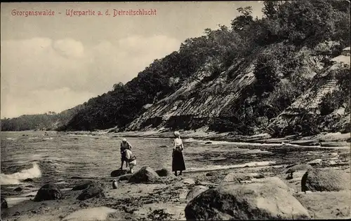 Ak Jiříkov Georgswalde Region Aussig, Uferpartie a. d. Detroitschlucht