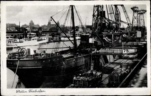 Ak Szczecin Stettin Pommern, Freihafen