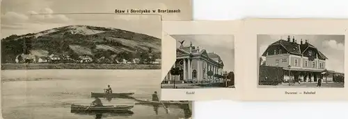 Leporello Ak Bereschany Brzezany Ukraine, Dworzec, Schloss, Ruderpartie