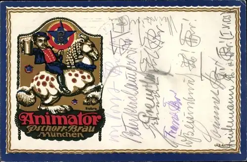 Künstler Ak München Bayern, Animator, Pschorr Bräu München, Reklame