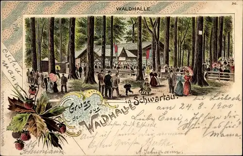 Litho Bad Schwartau in Ostholstein, Gasthaus Waldhalle, Erdbeeren