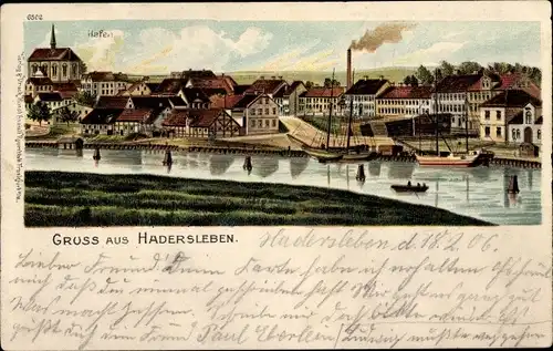 Litho Haderslev Hadersleben Dänemark, Blick auf den Ort