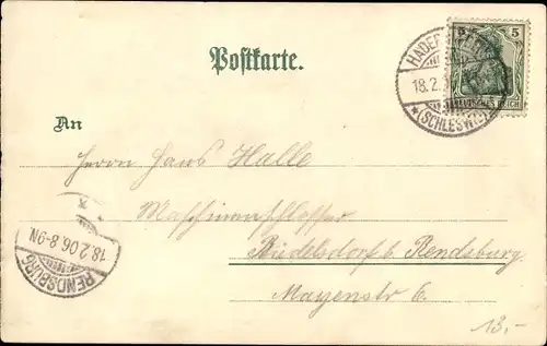 Litho Haderslev Hadersleben Dänemark, Blick auf den Ort