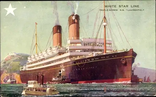 Ak Dampfer SS Laurentic, White Star Line