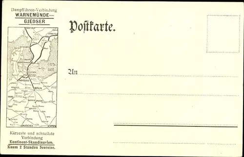 Litho Ununterbrochene Eisenbahnfahrt mittels Dampffähre zwischen Norwegen Schweden Dänemark Dt.