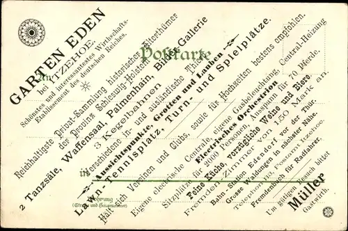 Litho Itzehoe in Holstein, Garten Eden, Palmenhain, Aufstieg zur Fernsicht, Gastwirt Müller,Portrait