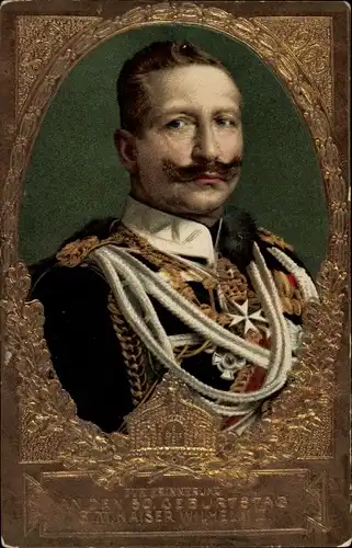 Präge Passepartout Litho Kaiser Wilhelm II., Portrait, Uniform