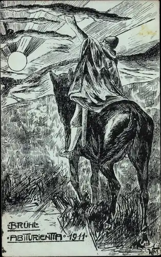 Studentika Ak Brühl in Westfalen, Abiturientia 1911, Reiter