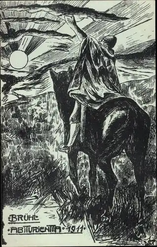 Studentika Ak Brühl in Westfalen, Abiturientia 1911, Reiter