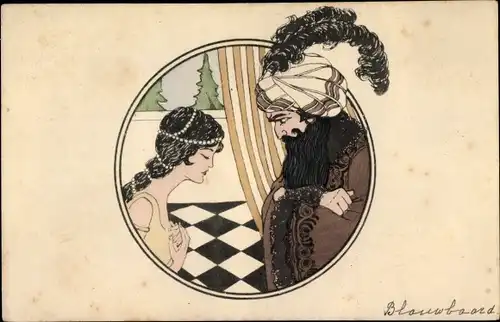 Künstler Ak Heyligers, Netty, Orientalische Szene, Frau, Mann mit Turban