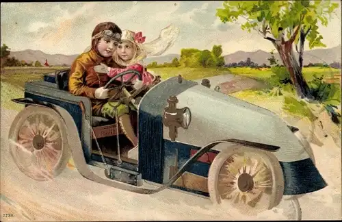 Litho Paar in einem Automobil