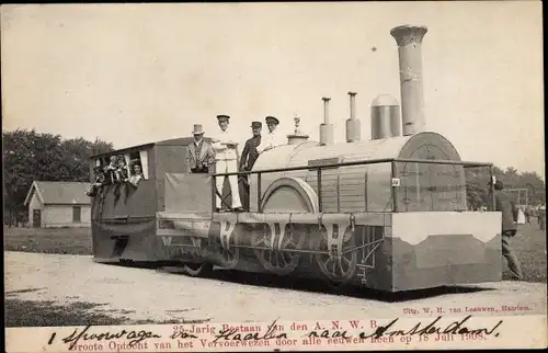 Ak Niederlande, 25 Jarig Bestaan van den A.N.W.B. 1908, Festwagen als Dampflok