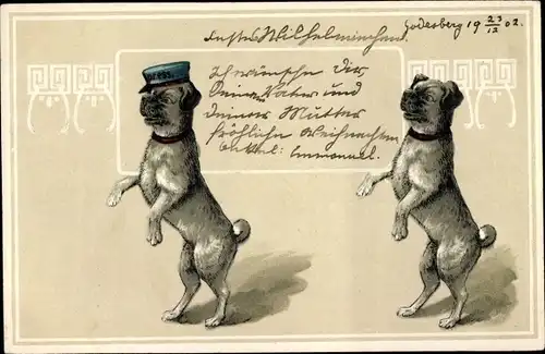 Litho Vermenschlichte Hunde, Expressbote