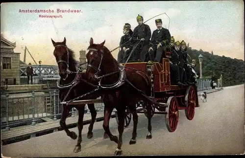 Ak Amsterdam Nordholland, Amsterdamsche Brandweer, Koolzuurspuit, Feuerwehr, Löschwagen