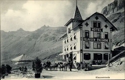 Ak Klausen Chiusa Südtirol, Hotel Klausen Passhöhe, Kutsche, Klausenroute