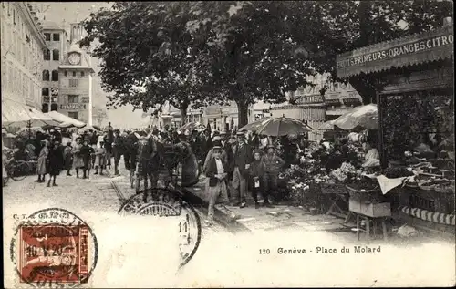 Ak Genève Genf Stadt, Place du Molard, Handlung