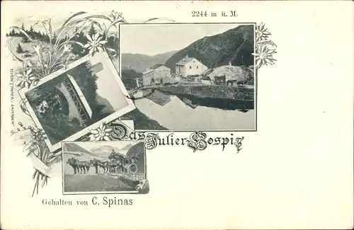 Ak Surses Kanton Graubünden, Julier Hospiz, C. Spinas, Kutsche