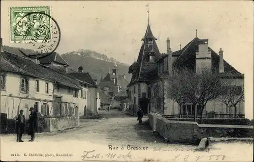 Ak Cressier Kanton Freiburg Fribourg, Straßenpartie im Ort