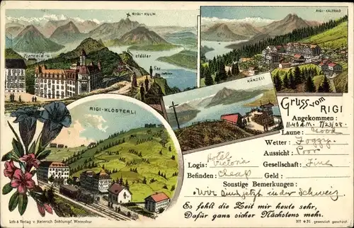 Litho Weggis Kt Luzern Schweiz, Rigi Känzeli, Rigi Kaltbad, Rigi Kulm, Rigi Klösterli
