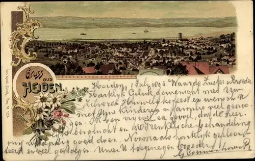 Litho Heiden Kanton Appenzell Außerrhoden, Totalansicht der Ortschaft