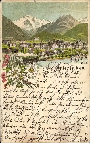 Litho Interlaken Kanton Bern Schweiz, Blick auf den Ort