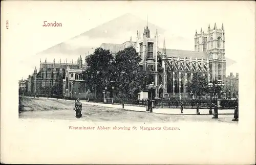 Ak Westminster London City, Westminster Abbey showing St. Margarets Church