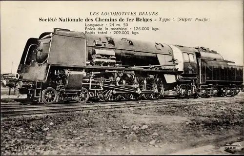 Ak Belgische Eisenbahn, Locomotive Belge, Dampflok, Type 1 Super Pacific