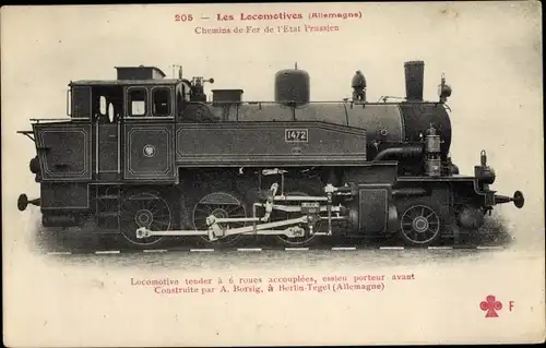 Ak Deutsche Eisenbahn, Dampflok No. 1472, Borsig