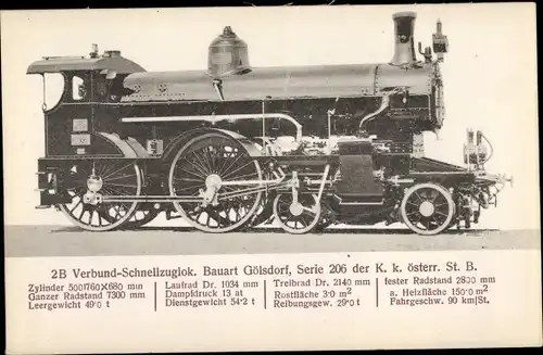 Ak Österreichische Eisenbahn, Verbund Schnellzugslokomotive, Bauart Gölsdorf Serie 206