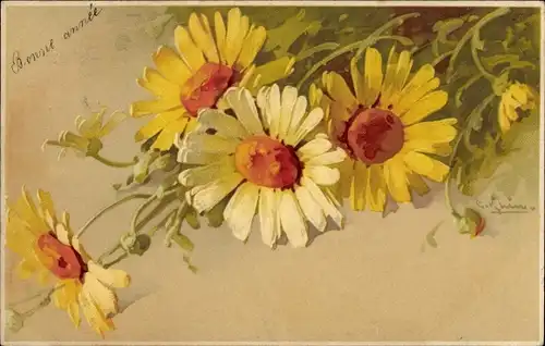 Künstler Ak Klein, Catharina, Gelbe Blumen, Blumenstillleben, MB 1402, Feldblumen