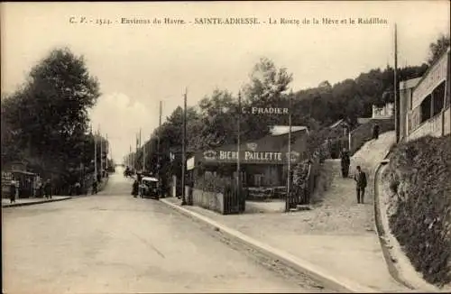 Ak Sainte Adresse Seine Maritime, La Route de la Heve et la Raidillon