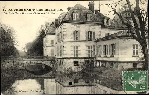 Ak Auvers Saint Georges Essonne, Chateau Gravelles, Le Chateau et le Canal