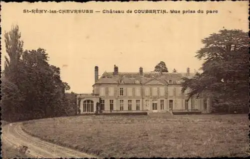 Ak Saint Rémy les Chevreuse Yvelines, Chateau de Coubertin, Vue prise du parc