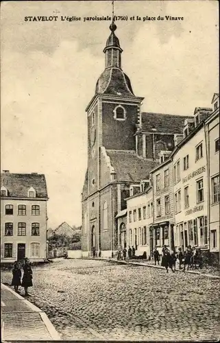 Ak Stavelot Wallonien Lüttich, Eglise et la place du Vinave
