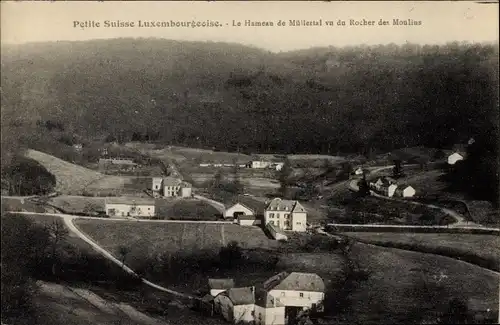 Ak Luxemburg, Le Hameau de Müllertal vu du Rocher des Moulins, Panorama