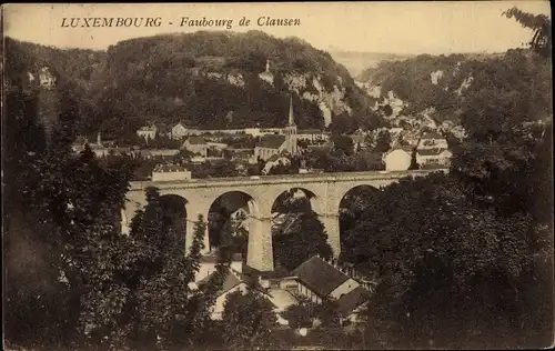Ak Luxemburg Luxembourg, Faubourg de Clausen, Viadukt