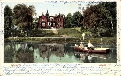 Ak Höör Schweden, Ekeliden, Ruderboot, Villa