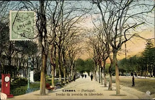 Ak Lisboa Lissabon Portugal, Trecho da Avenida da Liberdade