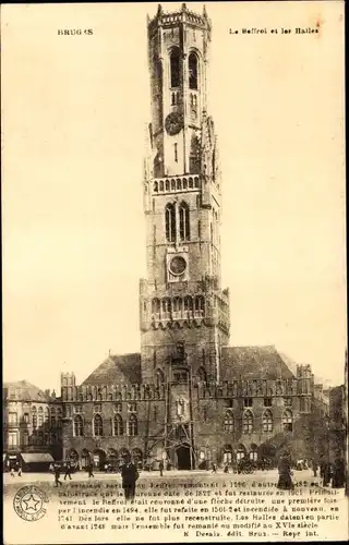 Ak Bruges Brügge Flandern Westflandern, Le Beffroi et les Halles