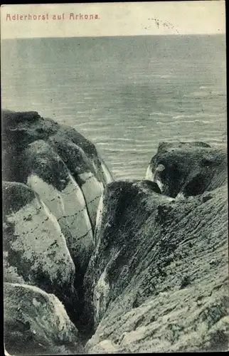 Ak Arkona Putgarten auf Rügen, Adlerhorst, Felsen, Meer