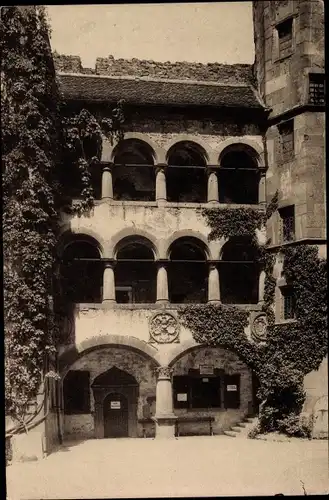 Ak Heidelberg am Neckar, Die Arkaden im Schlosshof, Rankenbewuchs