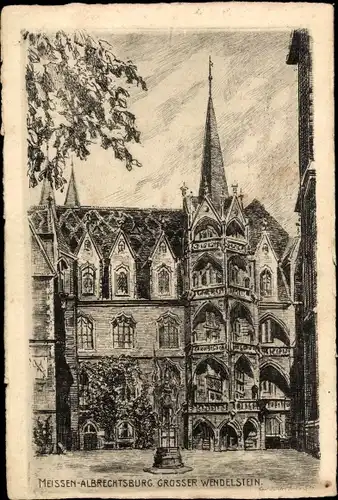 Künstler Ak Meißen in Sachsen, Albrechtsburg, Großer Wendelstein