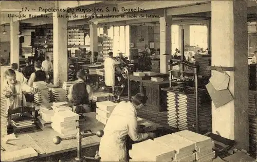 Ak Bruxelles Brüssel, Papeteries De Ruysscher, Atelier de reliure