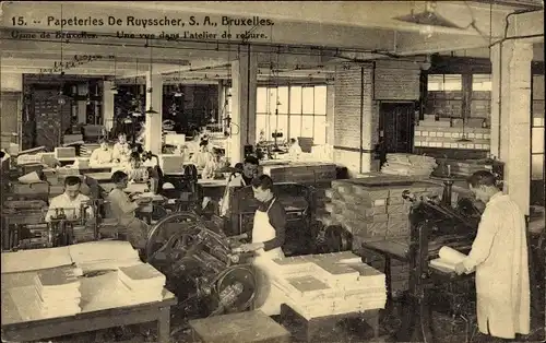 Ak Bruxelles Brüssel, Papeteries De Ruysscher, Atelier de reliure