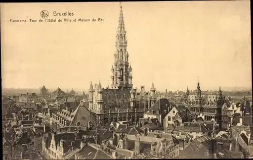 Ak Bruxelles Brüssel, Panorama, Tour de l'Hotel de Ville et Maison du Roi