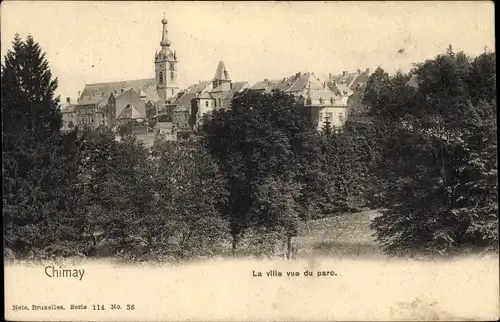 Ak Chimay Wallonien Hennegau, La ville vue du parc