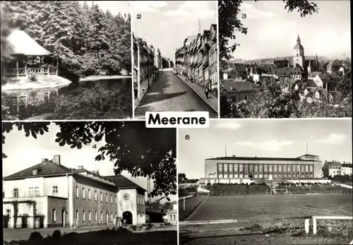 Ak Meerane in Sachsen, Stadtpark, Steile Wand, Blick vom Moeschlerweg, Bahnhof